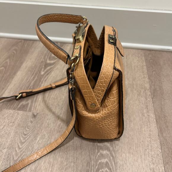 Patricia Nash Nela Croc Embossed Leather Satchel Biscuit Top Handle Crossbody - Picture 4 of 16